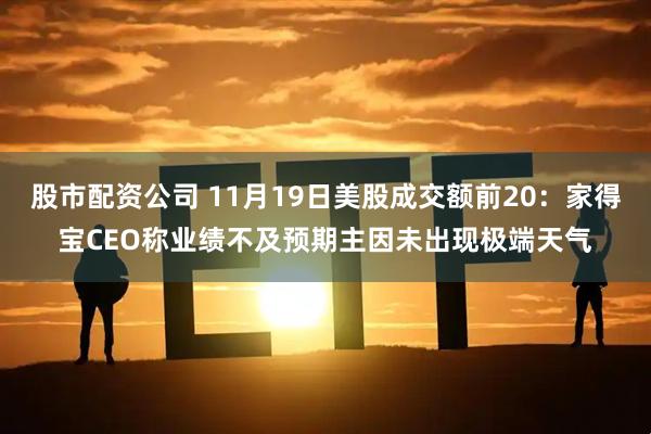 股市配资公司 11月19日美股成交额前20：家得宝CEO称业绩不及预期主因未出现极端天气